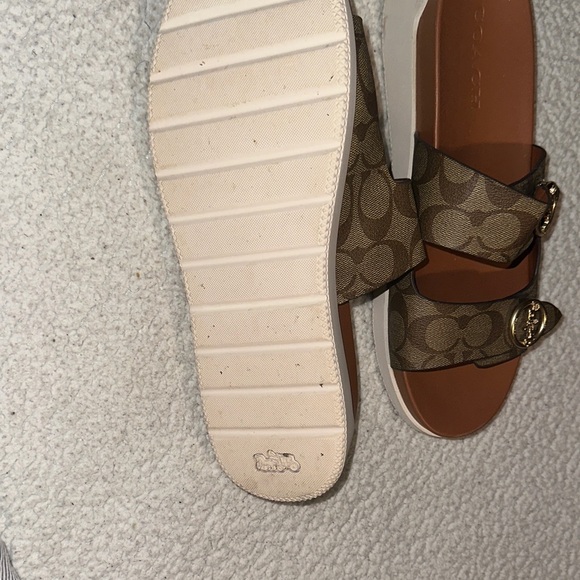 Coach Signature Brown Slide Sandals - Picture 3 of 3
